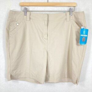 NWT PGA Tour Women's Golf Shorts Size 16 Beige